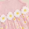 Newborn Baby Girl Cute Outfit Sleeveless Flower Print Tulle Patchwork