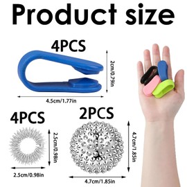 Pack of 10 Skills, 4 Rings, 4 Clips, 2 Hedgehog Ball, Skills Borderline, Panic Attacks, Panic Attacks Aid, Acupressure Ring, Acupressure Clip, Portable Acupressure Device, Hand Clip, Acupressure
