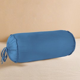 SAHARBEDDINGS 2 Pieces Cervical Neck Roll Pillow Cover with Cotton Bolster Pillowcases for Cylindrical Cushion and Drawstring Closure Round Neck Pillowcase (M Blue, Roll Pillow 16x4 Pack of 2)