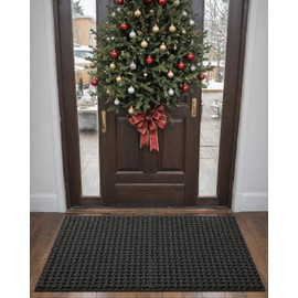 DEXI Front Door Mat Inside Entrance,Doormat Entryway,Large Non Slip Absorbent Low Profile Welcome for Inside House, Garage, Patio, 48"x72", Grey