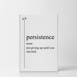 Smile Art Design Persistence Definition Black and White Dictionary Motivational Canvas Wall Art Inspirational Wall Art Entrepreneur Quote Print Modern Office Artwork Gift Ready to Hang 28x19