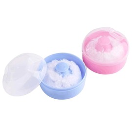 2pcs Baby Body Cosmetic Powder Puff Kit Sponge Box Case Container Blue Pink / 2pcs베이비 바디 화장품 파우더 퍼프 키트 스펀지 박스 케이스 용기블루핑크