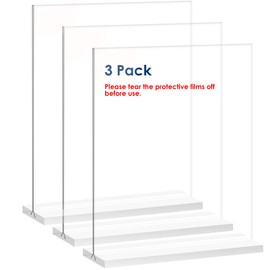 Acrylic Sign Holder 5.5x8.5 Inch 3 Pack Vertical T Shape Double-Sided Desktop Display Holder. (Optional 8.5x11 8.5x5.5 5x7 Horizontal and Vertical)