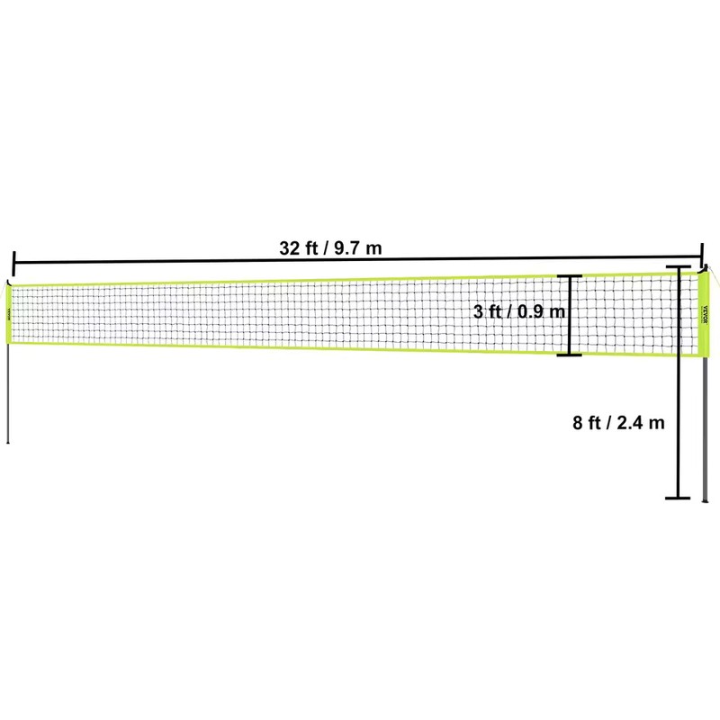 Adjustable Outdoor Volleyball Net System with Steel Poles, Ball, Pump,