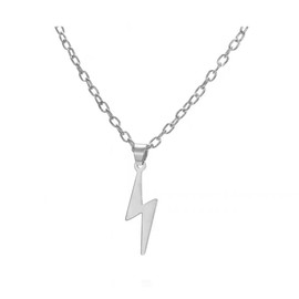Progresssail Lightning Bolt Necklace Vintage Antique Stainless Steel Lightning Bolt Pendant Necklace for Men Women Thunder Minimalist Pendant Thunder Pendant Chain Unisex Jewelry (O Chain Silver)