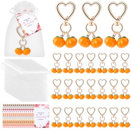 24 Set Fall Little Pumpkin Baby Shower Party Favors Includes Pumpkin Key Chains,Thank You Cards and Organza Bags Thanksgiving Day Fall Autumn Baby Shower Supplies