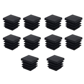 10 Pcs Square Plastic Plugs, Black Tube Inner End Caps, 60mm x 60mm Cover for Furniture Chair Desk Leg Tables Foot, Pipe