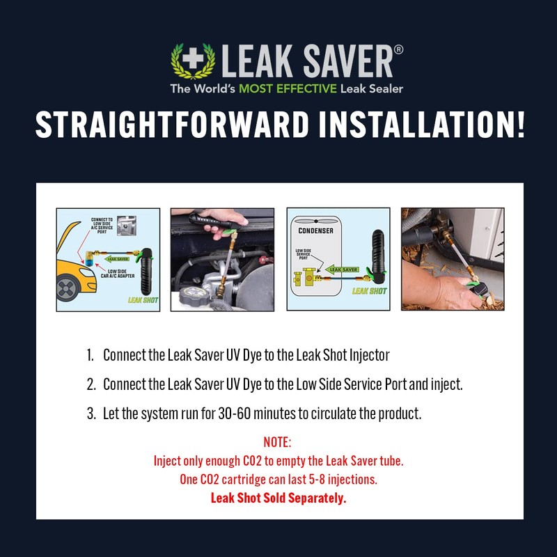 Leak Saver UV Dye (Dye Only, No Sealant) UV Refrigerant