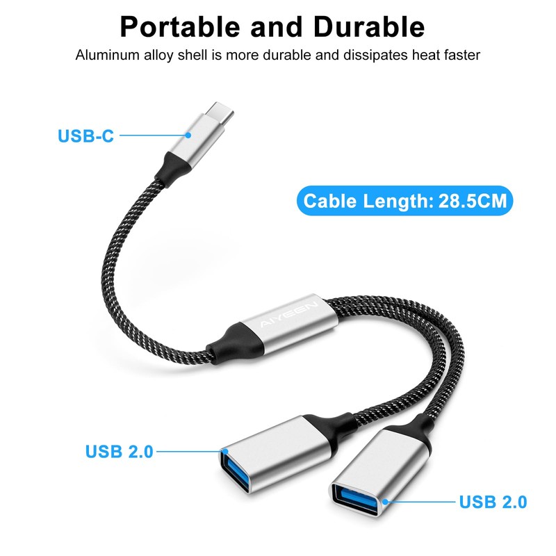AIYEEN USB C Male to 2 USB Female Splitter Cable