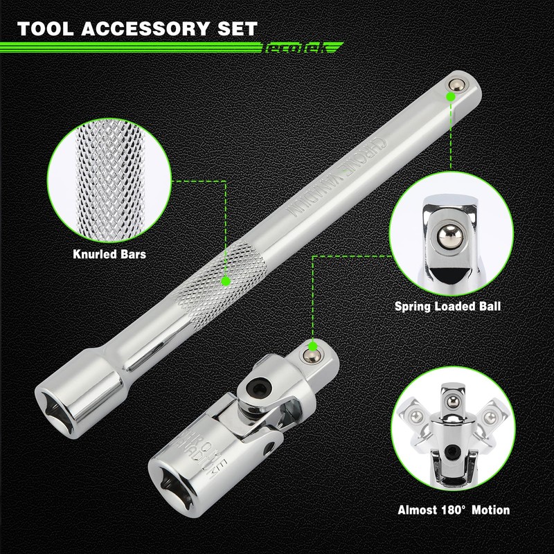 TecoTek 17-Pieces Drive Tool Accessory Set, Spark Plug Socket Set,