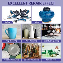 FITTDYHE 3 Pack Ceramic Glue for Pottery 30g, Fast Drying Super Glue for Ceramic Repair Glue for Pottery Repair, Waterproof Clear Glue Porcelain Glue Pottery Glue for Bonding Ceramic, Dishes, Tiles