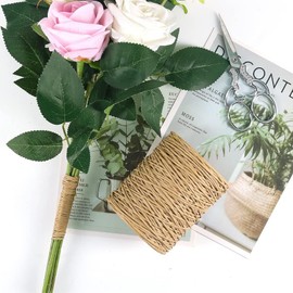 XHYASD 200 m Paper Wire Natural for Iron Wire, Paper Wire for Crafts, Craft Wire 2 mm with Wire Cutter, Winding Wire, Paper Iron Wire for Floristry, Wedding Bouquet, Packaging, Flower Arrangement