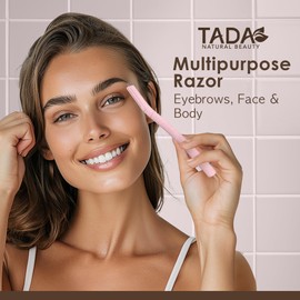 TADA Natural Beauty Biodegradable Dermaplaning Tool 12pk, Face Eyebrow Face Razors, Face Shaver & Exfoliating (Pink)