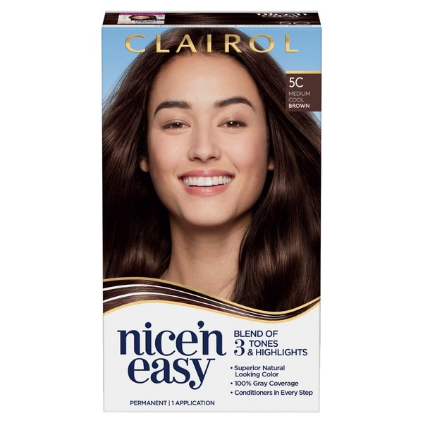 Clairol Nice'n Easy Permanent Hair Color, 5C Medium Cool Brown,