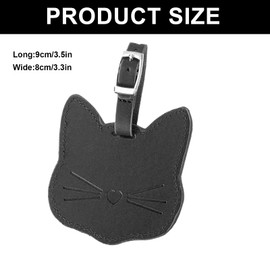 2PCS Cat Luggage Tags - Leather Travel ID Labels - Cute Suitcase Identifier Tags with Adjustable Straps for Baggage (Black & White)