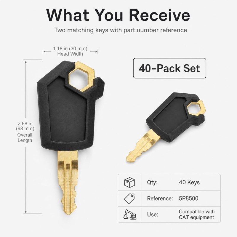 QWORK 5P8500 Keys, 40 Pack Ignition Keys Compatible with Caterpillar