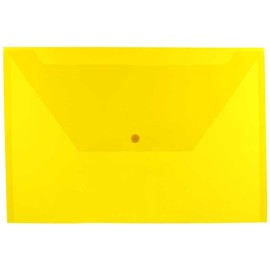 JAM PAPER Plastic Envelopes with Snap Closure - Legal Booklet - 247.6 x 368.3 mm (9 3/4" x 14 1/2") - Yellow - 12/Pack