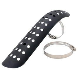 [FrugeL] Muffler Guard Heat Protector Muffler Cover with Muffler Shield Clamp Punching Processing Burnproof Metal Steel (Black)
