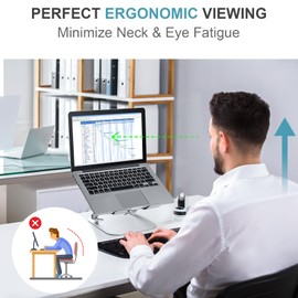 SHUWEI 360° Rotating Laptop Cooling Stand with 3 Speed Fan, Adjustable Height Laptop Stand for Desk, Ergonimic Aluminum Laptop Cooling Pad for 10-15'' Notebook - Silver