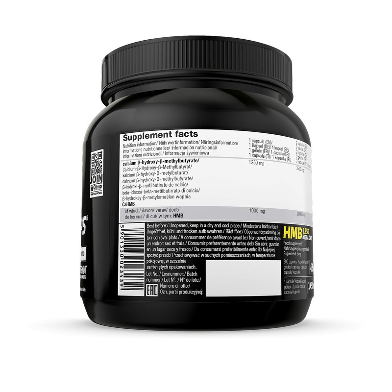 Olimp HMB Mega Anticatabolic Supplement, 1250 Mg, 300 Capsules