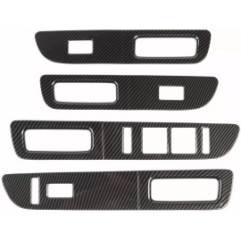 XtremeTrux Molded Carbon Fiber Power Window Switch Trim Cover Bezel Set For 09-14 Ford F150
