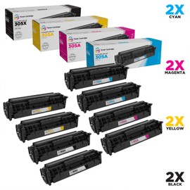 LD Compatible Toner Cartridge Replacements for HP 305A & 305X High Yield (2 Black, 2 Cyan, 2 Magenta, 2 Yellow, 8-Pack)
