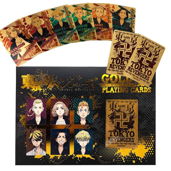 Gorgeous Tokyo Revengers Gold Playing Cards Magic Magic Magic Tricks Party Case Included 54 Cards