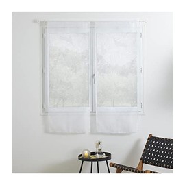 Feuille Set of 2 Curtains, Burnout Pattern, White, 60 x 160 cm, White, Atmosphera Créateur d'Intérieur
