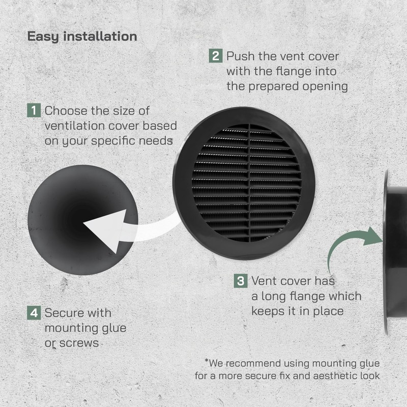 Vent Systems 6" Inch Black Plastic Soffit Vent Cover –