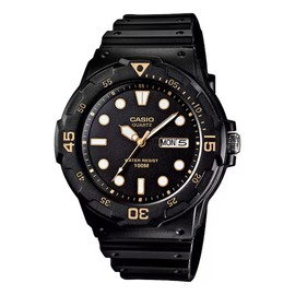 Casio MRW-200 Men's Standard Quartz Watch, Black x Gold MRW-200H-1EV, sports