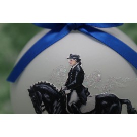 H002 Hand-made Christmas Ornament horse - black piaffe dressage
