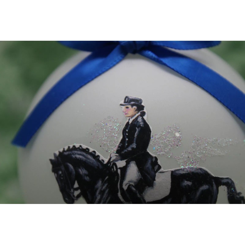H002 Hand-made Christmas Ornament horse - black piaffe dressage