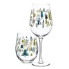 Abbott Collection Allover Trees Stemless Wine Glass-5" H