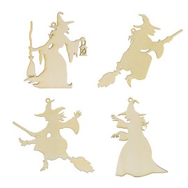 Summer-Ray Wooden Laser Cutout DIY Craft Party Decoration Art Embellishment Room Decoration (Witches)