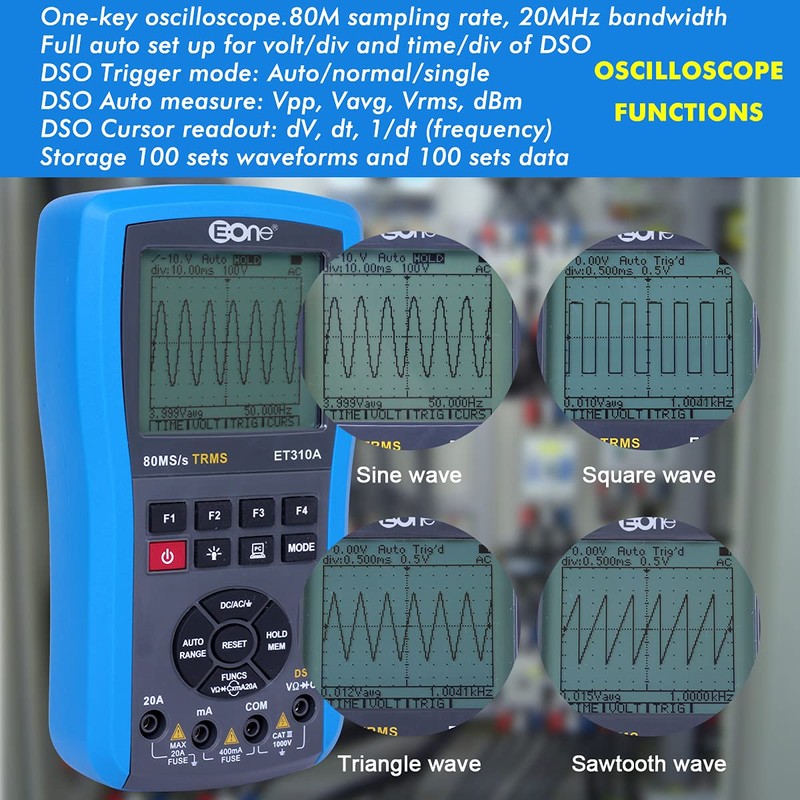 EONE ET310A Handheld Oscilloscope Multimeter, Computer Connectable, 80M Sampling Rate