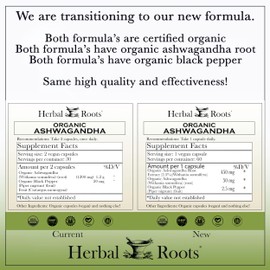 Herbal Roots Ashwagandha Capsules | Extra Strength 1,000mg per Serving | Ayurvedic for Overall Health for Men and Women | 60 Vegan Capsules