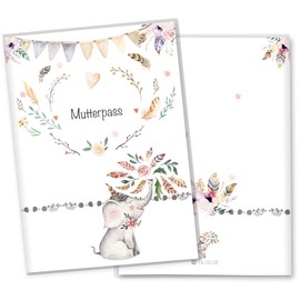 OLGS Maternity Log Cover 3-Piece Boho Friends Baby Pregnancy Gift Idea Protective Cover for Maternity Log for Expecting Mothers (Maternity Log without Personalisation, Elephant)