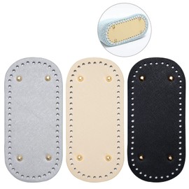 Newellsail Bag Base PU Leather Bag Base for Crocheting Oval Faux Leather Bag Bottom with Holes for Handbag Knitted Bag Shoulder Bag DIY Bag 22 x 10 cm (Pack of 3)