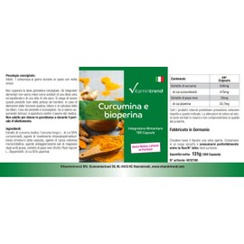 Curcumin Capsules with Bioperine - 180 Capsules - For 6 Months - Vegan - Standardized to 95% Curcuminoids