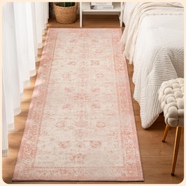 Istana Hallway Runner Rug 2.5x8 - Pink Kitchen Rugs Non Slip Washable -Silk's Soft Touch Carpet Runner - Stylish Runner Rugs for Home