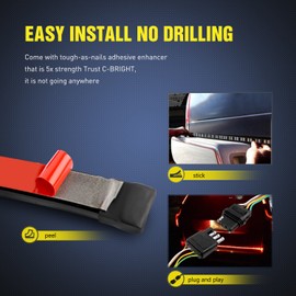 Nilight TR-03 60" Triple 504 LEDs Truck Tailgate Side Bed Light Bar Strip Sequential Amber Brake Running Turn Signal Red/White Reverse