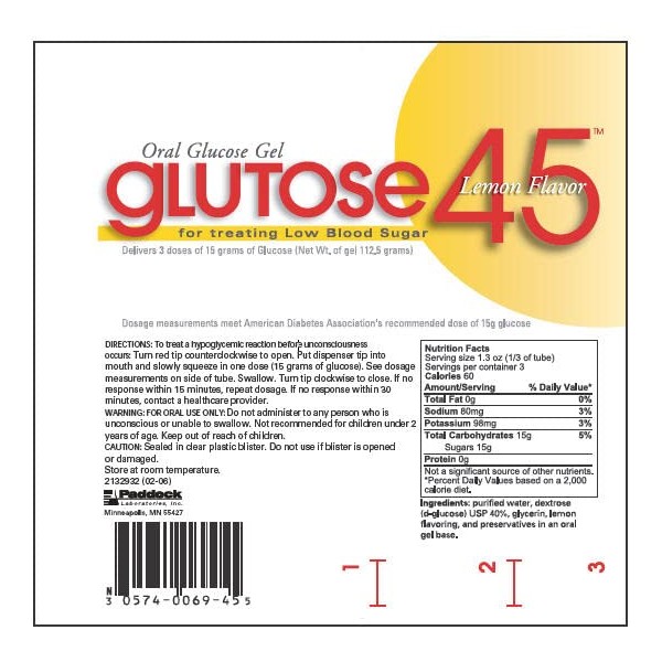 Glutose 45 Oral Glucose Gel - Lemon Flavor - 1 ct.