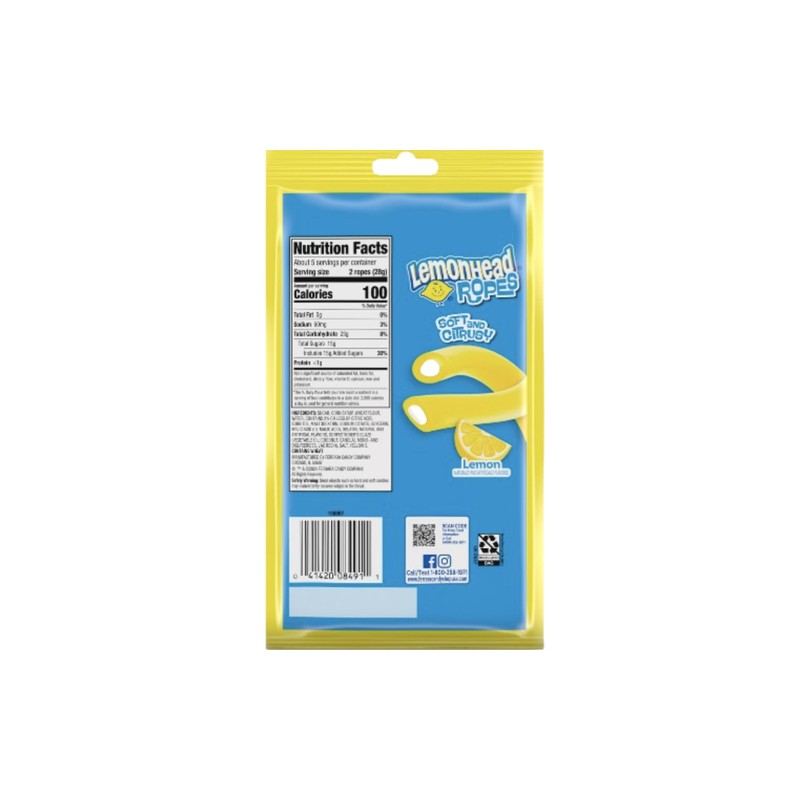 Lemon Ropes - Soft Chewy Candy, Sweet and Sour Lemon
