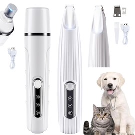 Dog Cat Nail Grinder Trimmer Kit with LED-2 in 1Pet Electric Clippers for Grooming- Hair Shaver for Small Medium Large Pets