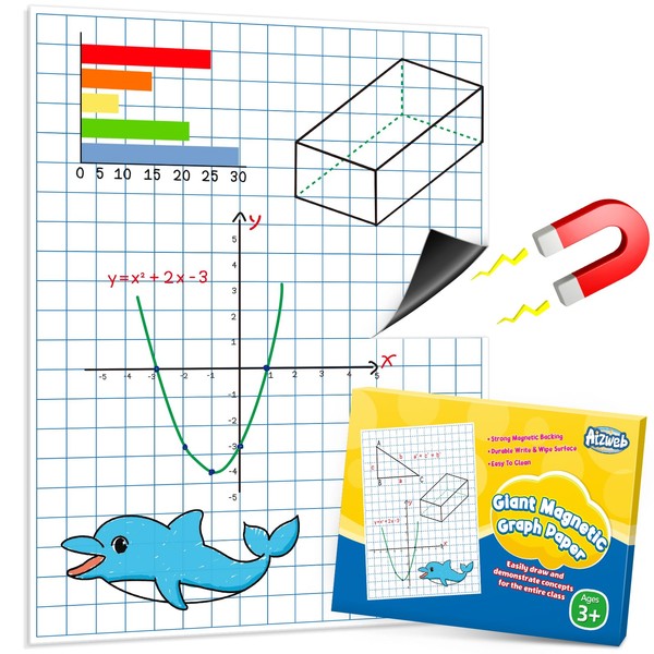 Aizweb Giant Magnetic Graph Paper,Dry Erase Grid Paper Graphing Paper