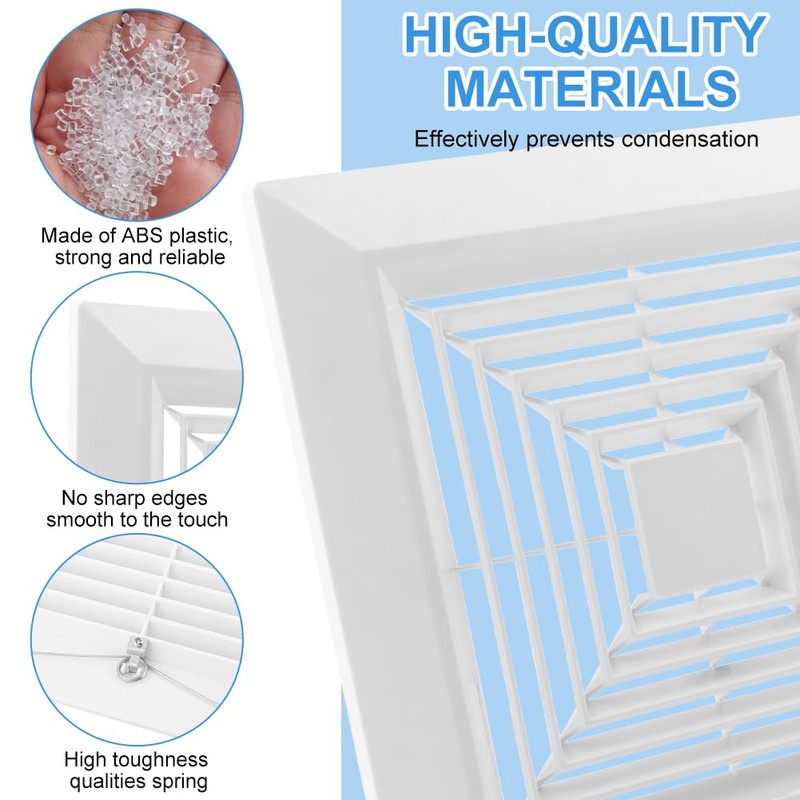 NINEFOX 9x9 Inches Bathroom Exhaust Fan Cover with Springs Replacement