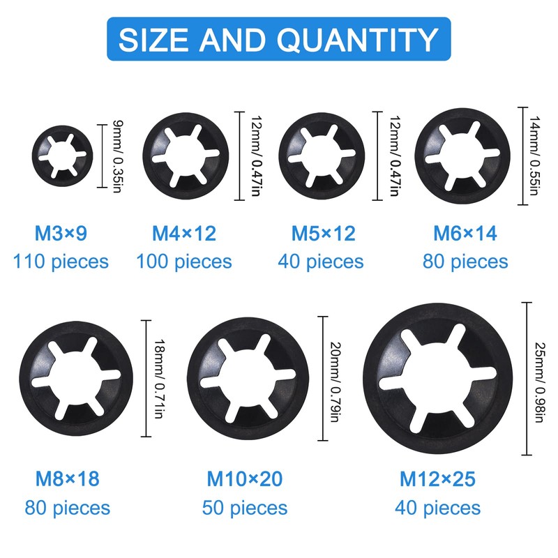 QIMEI-SHOP Pack of 500 Locking Washers Starlock Washers Inner Tooth