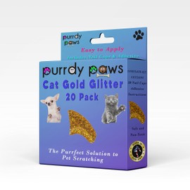 Purrdy Paws Soft Nail Caps for Cat Claws Gold Glitter Small