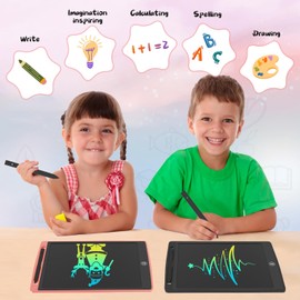 HAPPYMATE LCD Writing Tablet for Kids 12.5 Inch, Doodle Pad, Colorful Writing Board, LCD Drawing Board Erasable,Toys for Kids, Birthday Day Gifts for 3 4 5 6 7 8 Year Old Girls Boys, Blue (Black+Pink)