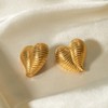 UniLogue Trendy Threaded Heart Fashionable Earrings 18K Gold Plated Stainless